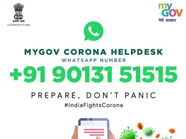 Government launches WhatsApp Chatbot on coronavirus - MyGov Corona Helpdesk