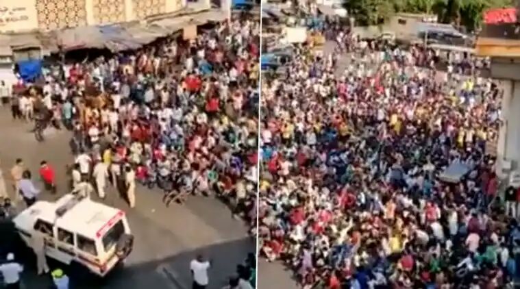 Migrant Workers Protest In Bandra, Mumbai, Demand They Be Allowed To Travel To Their Native States as COVID-19 Lockdown Gets Extended, Watch Video