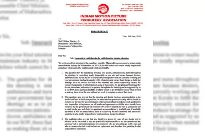 Indian Film Association Writes to CM Uddhav Thackery Calling Shooting Guidelines 'Impractical', Requests Reconsideration